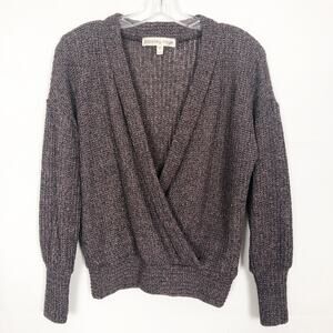 Paisley Raye Puff Sleeve Cross Over Womens Sweater XS Chic Preppy Office Career